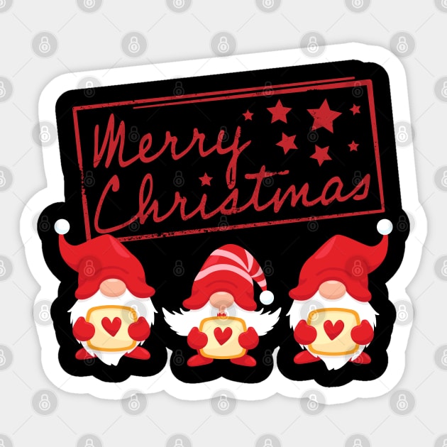 Christmas funny gnomes, Hanging with my gnomies,Merry christmas Sticker by Lekrock Shop